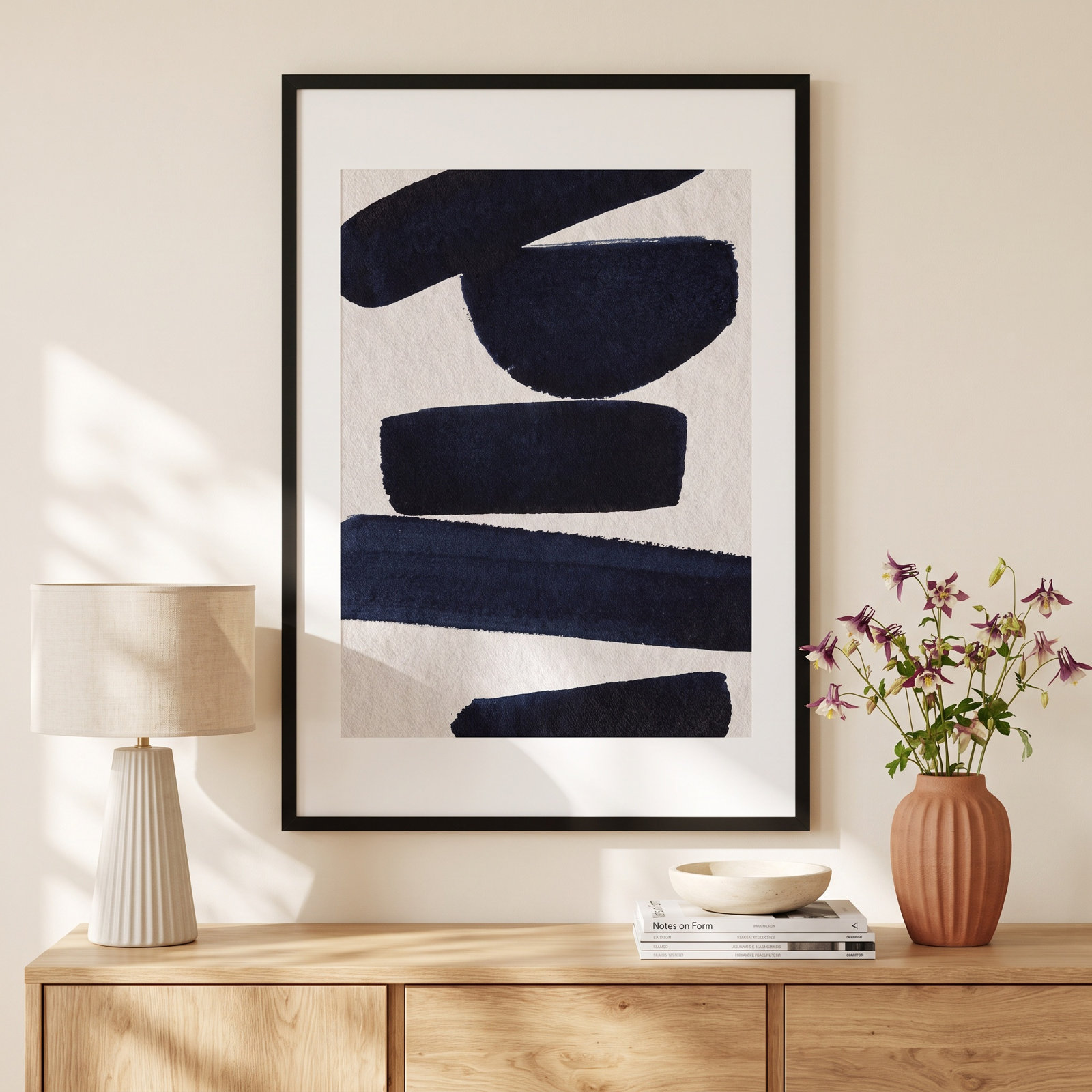 Japandi 5 by Simon West, 42.15" H x 28.4" W x 0.88" D, Black