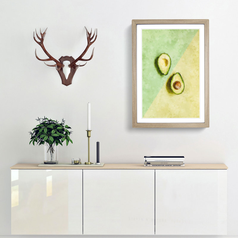 Avocado Split - Picture Frame Painting Print, 33cm H x 24cm W x 2cm D, Oak Framed