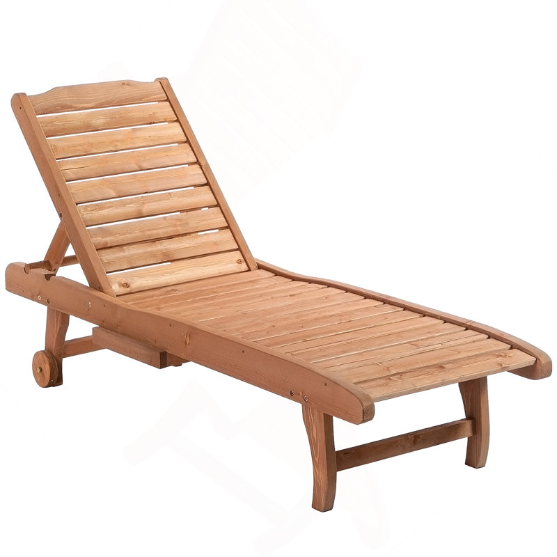 Outsunny Outdoor Chaise Lounge Pool Chair With Built-In Table, Reclining Backrest For Sunbathing, Rolling Wheels, Red Wood Look