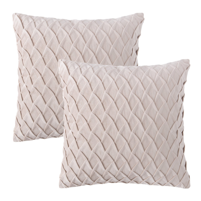 Housse de coussin décoratif en velours texturé Chanasya, Blanc cassé