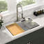 Évier de cuisine en granite 33 po x L 22 po à cuve simple avec accessoires en quartz-112992828