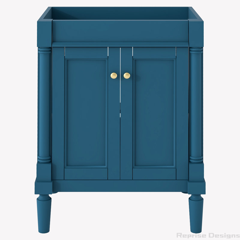Base de meuble-lavabo simple 23,5 po seulement, Bleu, Or