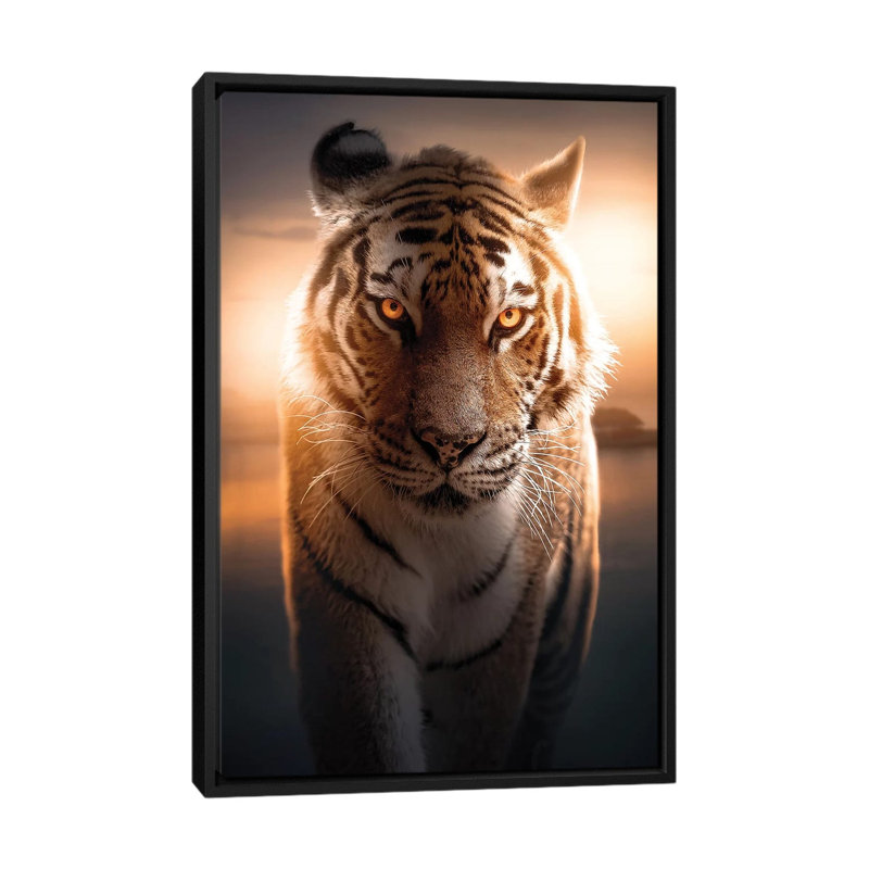 The Glowing Tiger by Zenja Gammer - Print on Canvas, Black Framed, 66.04 cm H x 45.72 cm W