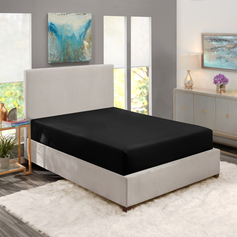 Javiyon Flannel Brushed Fitted Sheet, King, Black