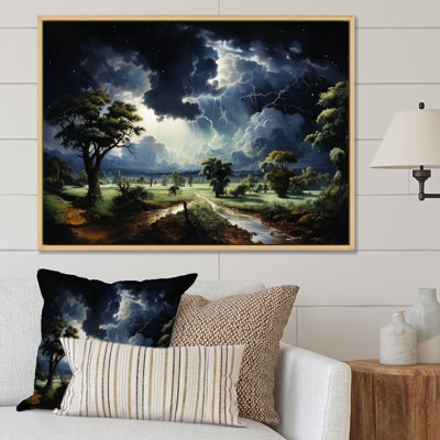 Tempête verte chassant la foudre sur toile