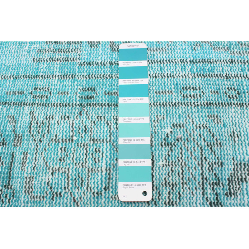 Tapis turquoise en laine noué à la main de conception unique 2000 pi 6 pi 1 po x 9 pi 1 po Odai