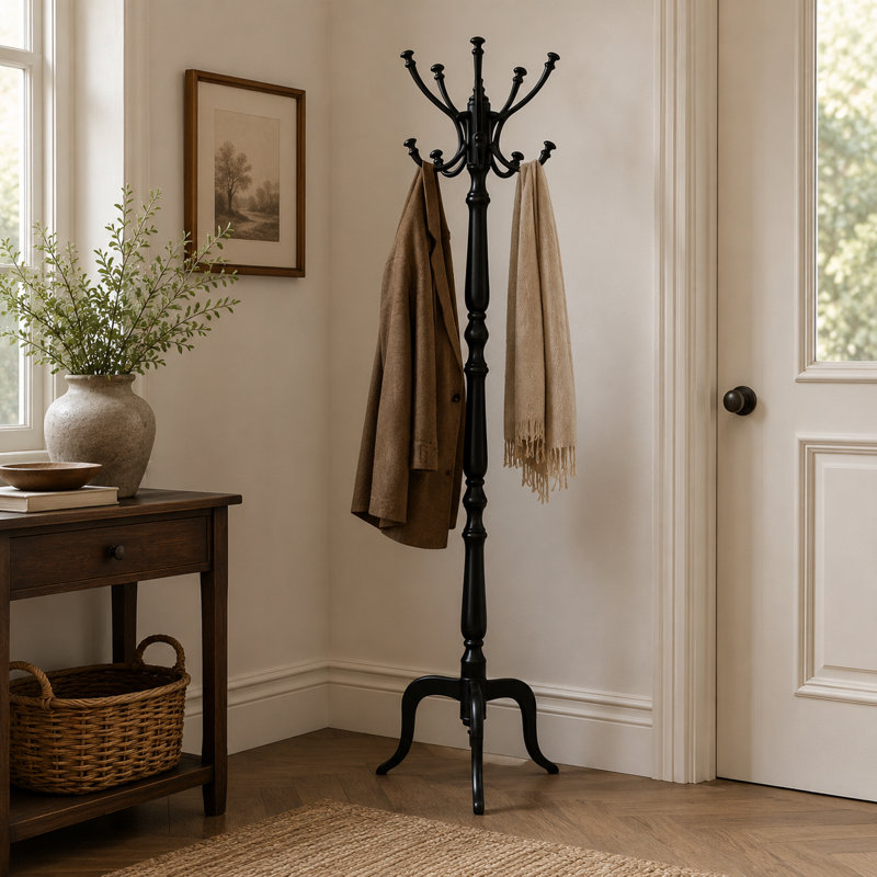 Brinkmann Metal Freestanding 8 - Hook Coat Rack, Black