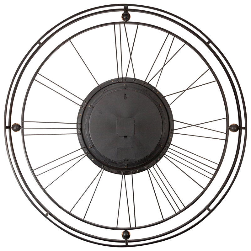 Gear Metal Wall Clock, Black/Gold