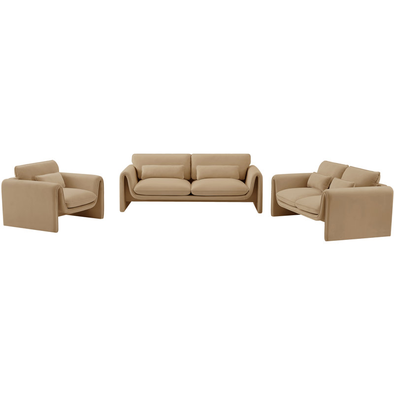 Sloan 42 inches W Velvet Armchair, Camel Velvet