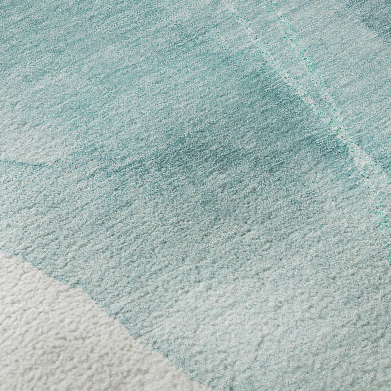 Premium Machine Washable Cerrito AMF544 Teal Rug, Rectangle 8' x 10'