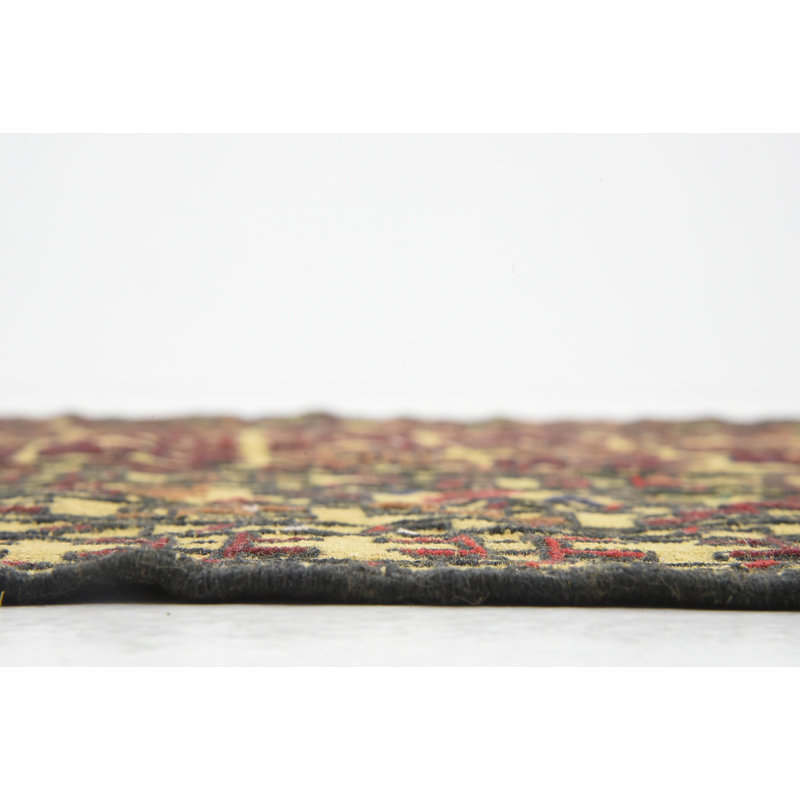 Tapis beige en laine 4 pi x 6 pi 4 po one-of-kind à la main noué la Warminster