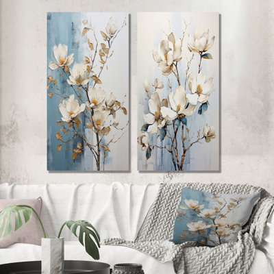 Ensemble de salon en métal blanc et or Magnolia Petal Serenity - Magnolias