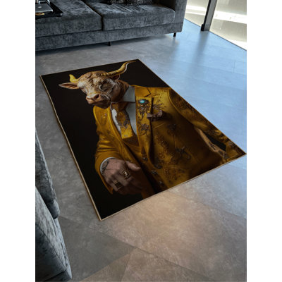 Tapis noir en polypropylène à imprimé animal Kaite