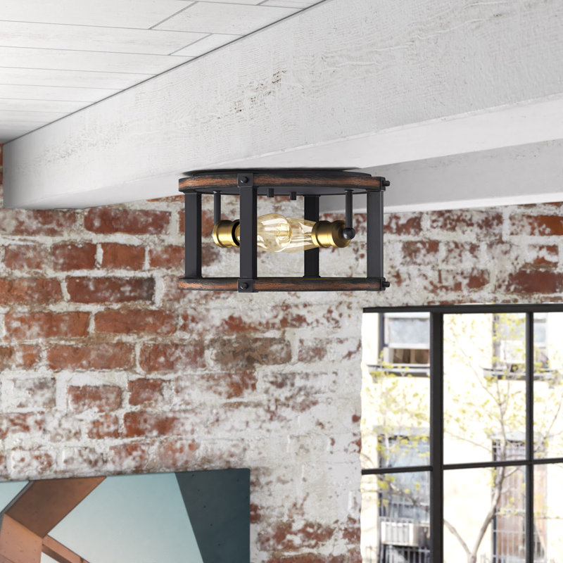 Charles Flush Mount, Rustic Mahogany