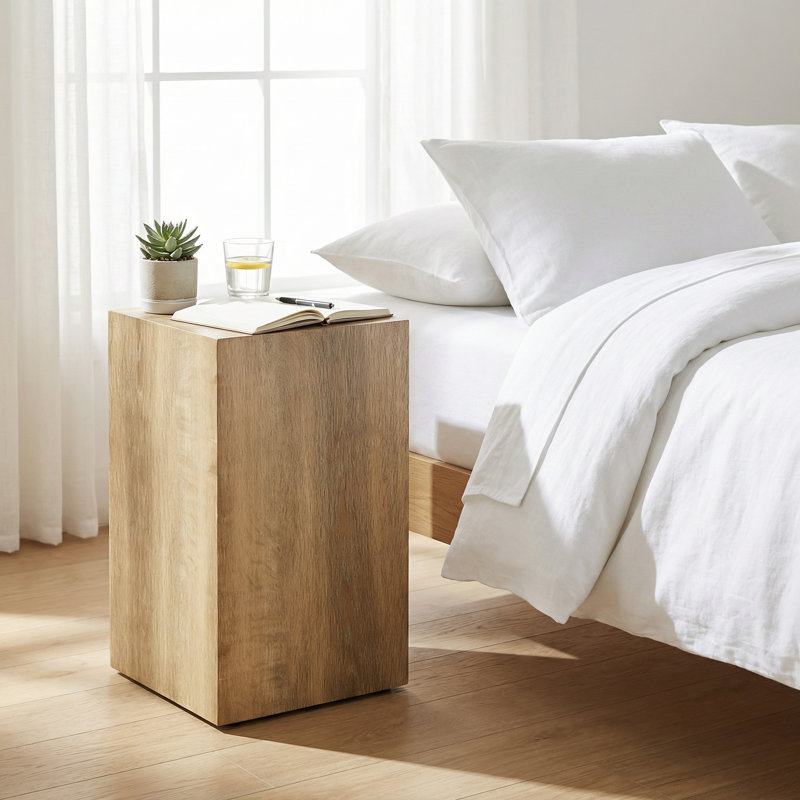 Modern Wood Grain Coffee Table with Smooth Light Texture and Stylish Design for Living Room Decor, 19.6" H x 12" L x 12" W