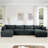 U Shape 4 Seater Deep Seat Sofa With 2 Movable Ottomans, Chenille Fabric, And Storage Drawers Under Each Seat-659992979