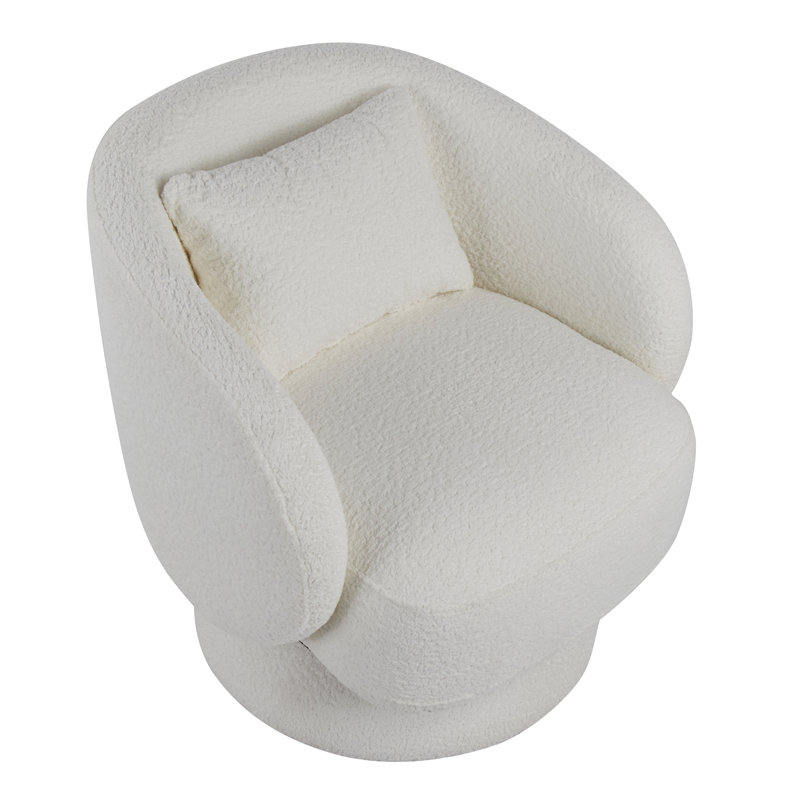 Fauteuil d'appoint pivotant rembourré avec coussin Zara, Blanc