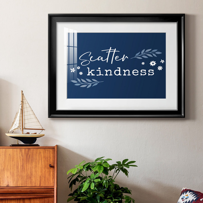 Kindness - Cadre photo, art textuel, Papier encadré noir, H 18,5 po x l 24,5 po x P 1,5 po, Blanc mat