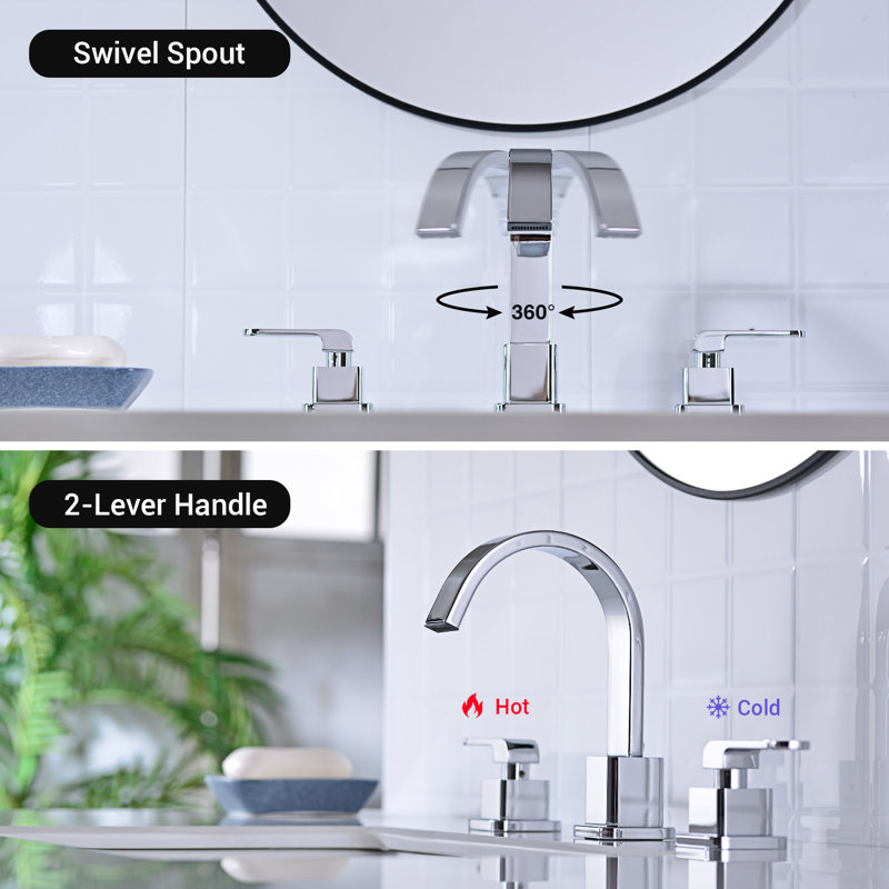 2-handle Bathroom Faucet with Drain Assembly, Chrome