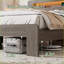 Structure de lit plateforme très grand en bois avec tête de lit, charge USB / prise de courant, sans bruit, aucun sommier nécessaire, gris foncé pour la chambre principale-1368376904-1368376949
