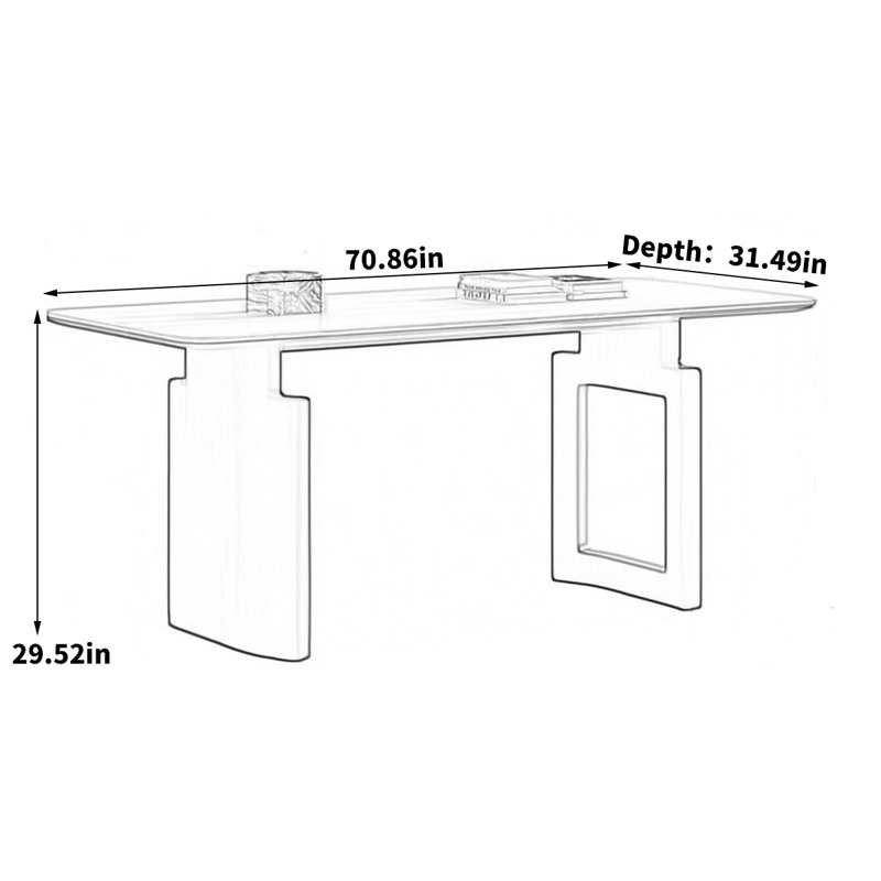 Table de salle à manger rectangulaire rétro, H 29,52 po x L 70,86 po x l 31,49 po