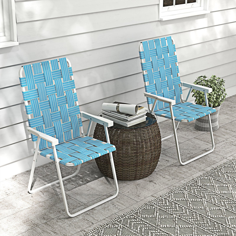 Ensemble de 2 chaises d'extérieur pliables pour patio, Blue