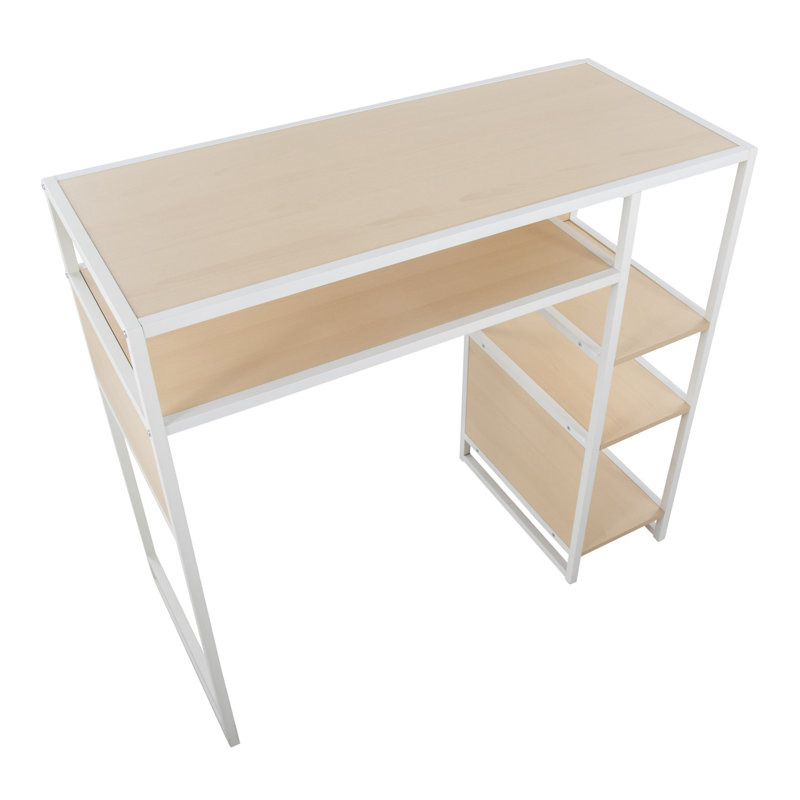 Kaebri Foldable Steel Writing Desk, Light Brown