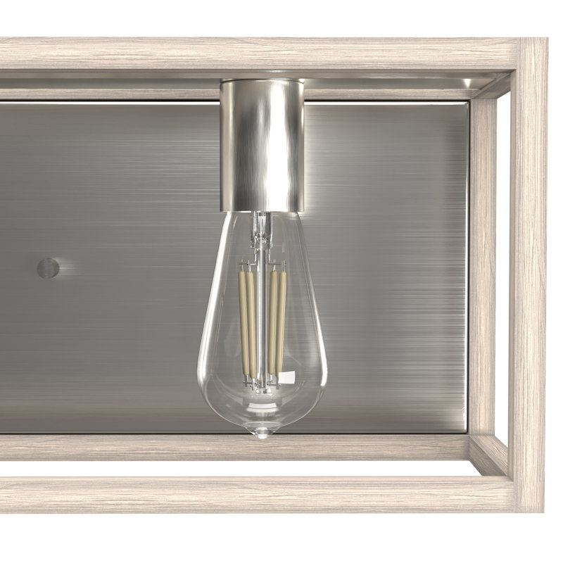 Squire Manor 4 Light Vanity Wall Light Fixture, Brushed Nickel/Bleached Wood