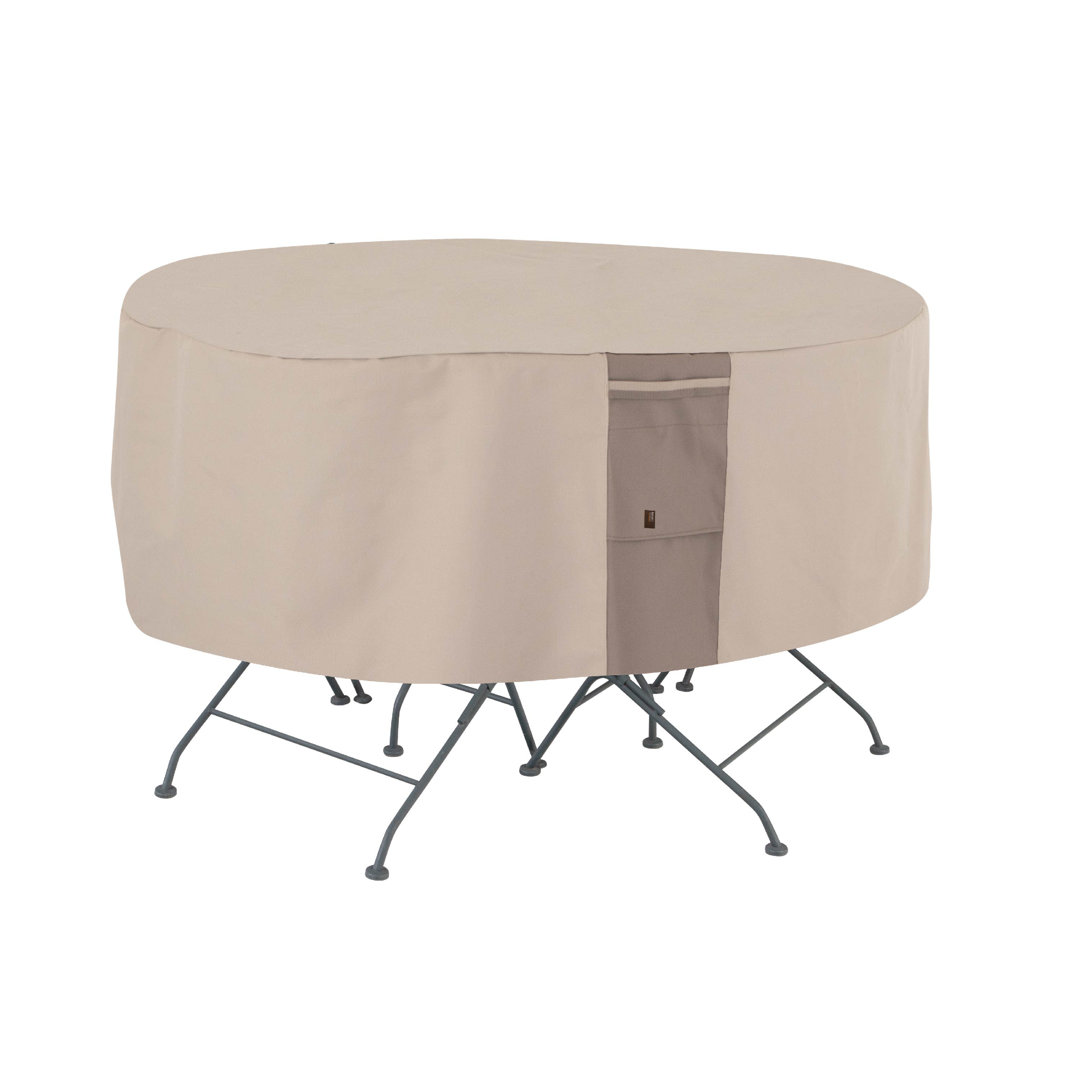 Modern Leisure Monterey Round Patio Table & Chair Set Cover, 94" Diameter x 23"H, Beige Rebrilliant