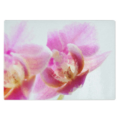 Tempered Glass a Orchid Flower Chopping Board