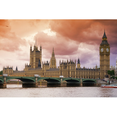 Colima Stormy Skies Over London by Breathtakinbluesky - Wrapped Canvas Print