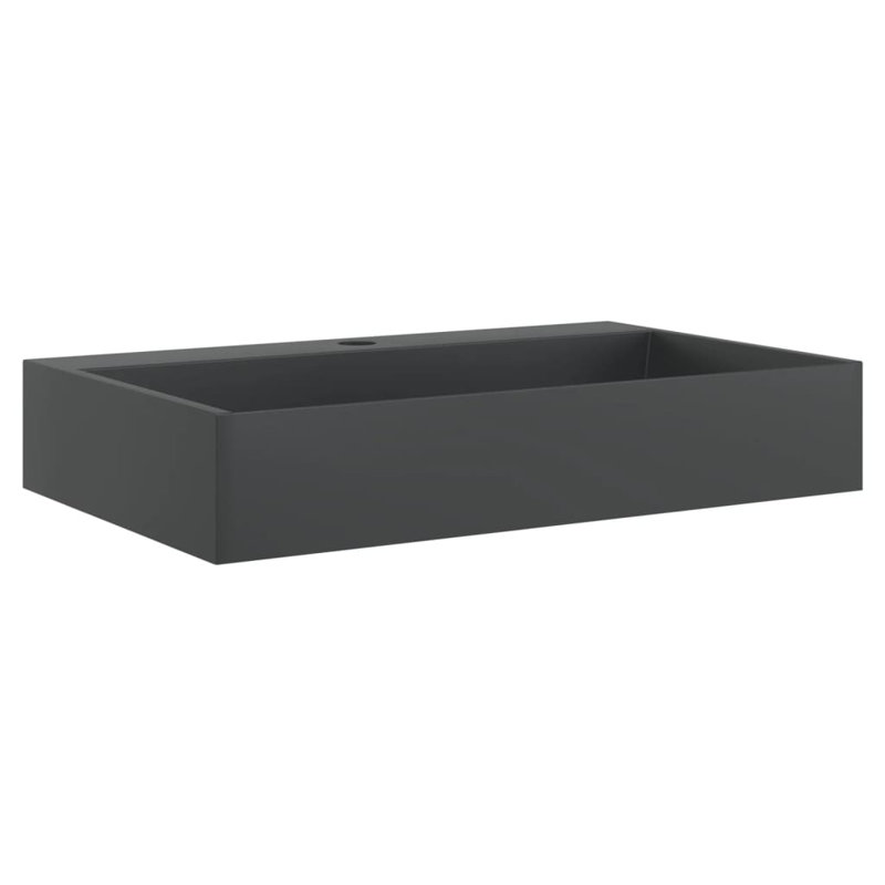 Wash Basin Mineral Cast/Marble Cast, 11cm H  x 60cm W  x 60cm D, Matte Black