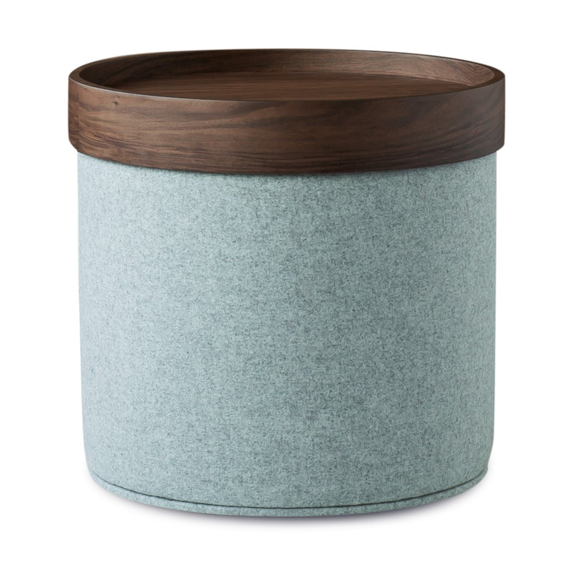 Celine C Removable Tray Pouf, Brown, Silver Wool