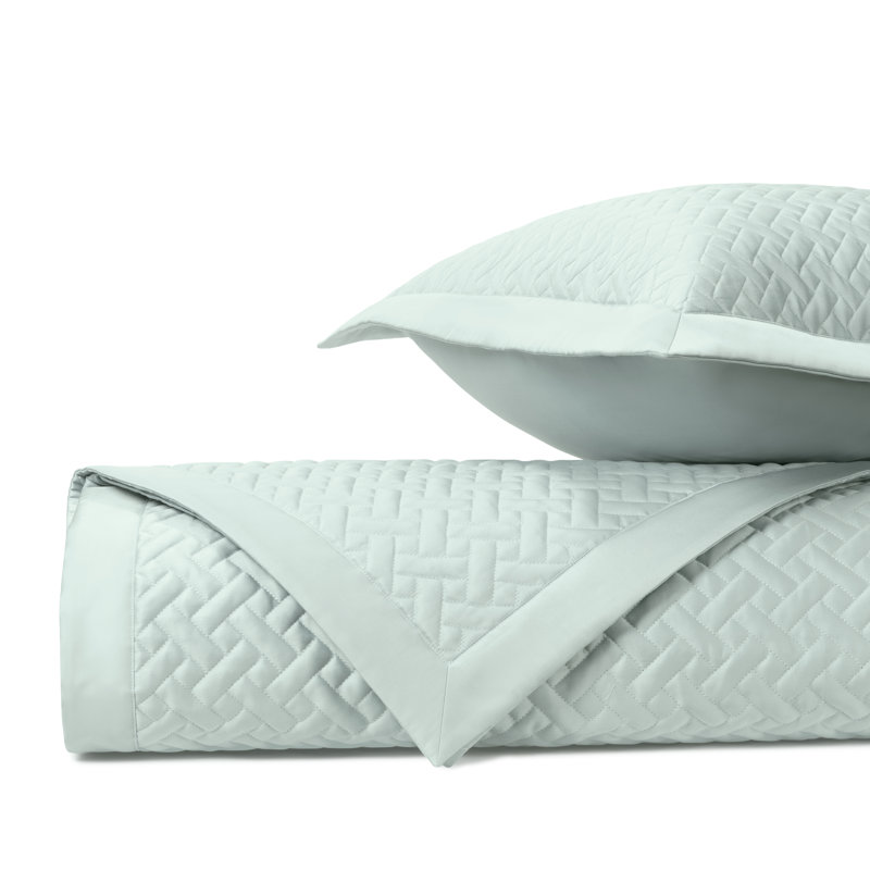 Basketweave Quilted Sateen Coverlet Set, Queen Quilt + 2 Standard Shams, Eucalipto