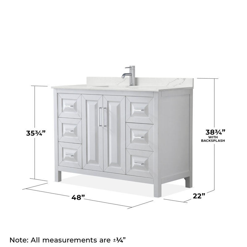 Daria 48'' W Vanity, Giotto Quartz, White, Polished Chrome