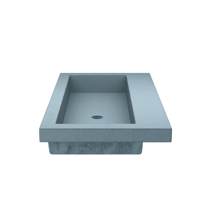 Trough Handmade Rectangular Bathroom Sink, No Hole, Ocean