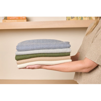100% Alpaca Wool Throw Blanket- Olive Green
