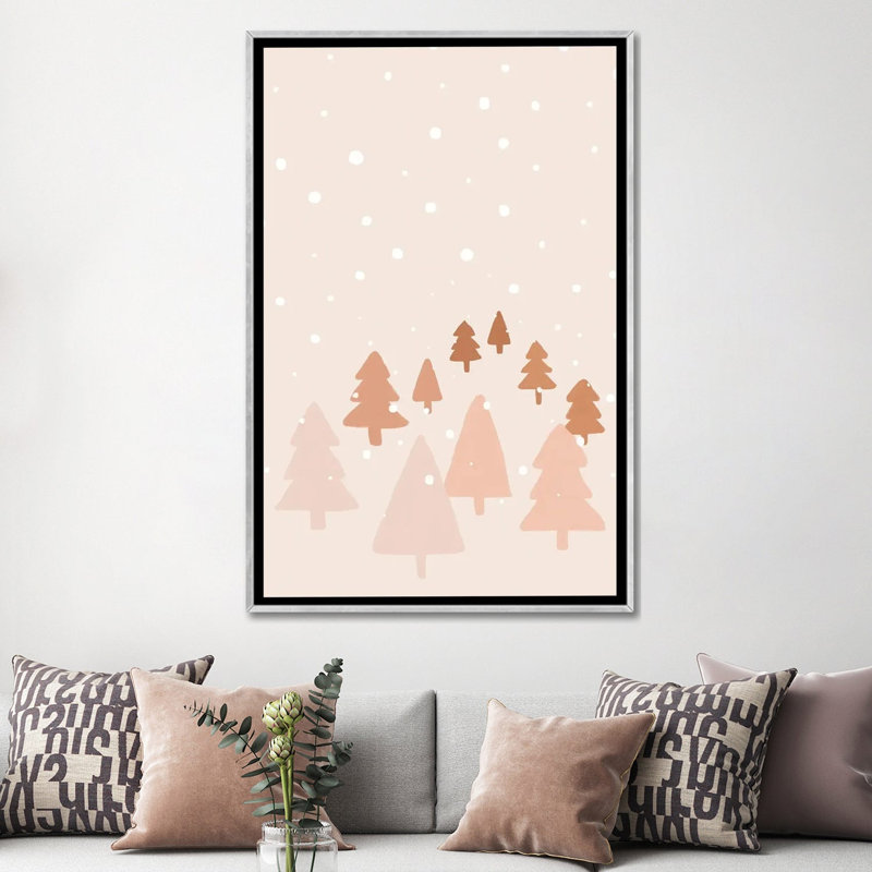 Reproduction d’art, "Winter Forest" par Orara studio, Toile avec cadre argenté, Pas de tapis, H 60 po x l 40po x P 1,5 po