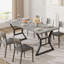 Grande table de salle à manger 70,9 po pour 6 personnes, table de cuisine rectangulaire avec pieds en métal robustes, table de salle à manger en bois pour famille-87358527