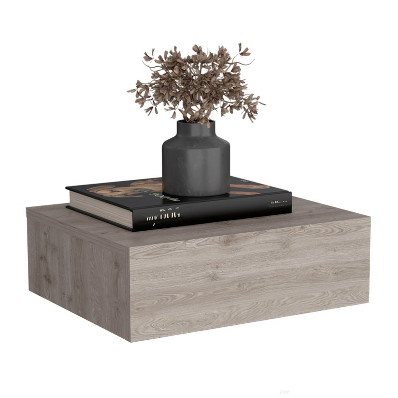 Floating Nightstand 5"H, Modern Wall-Mounted Bedside Shelf With Drawer, Light Gray