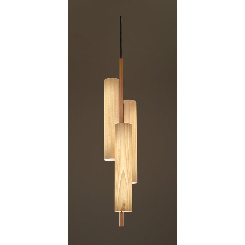 Black Note 3 - Light LED Pendant, Natural Beech, Gold