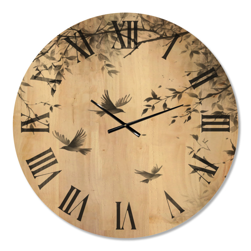 Très grande horloge murale en bois chinois, Oversized