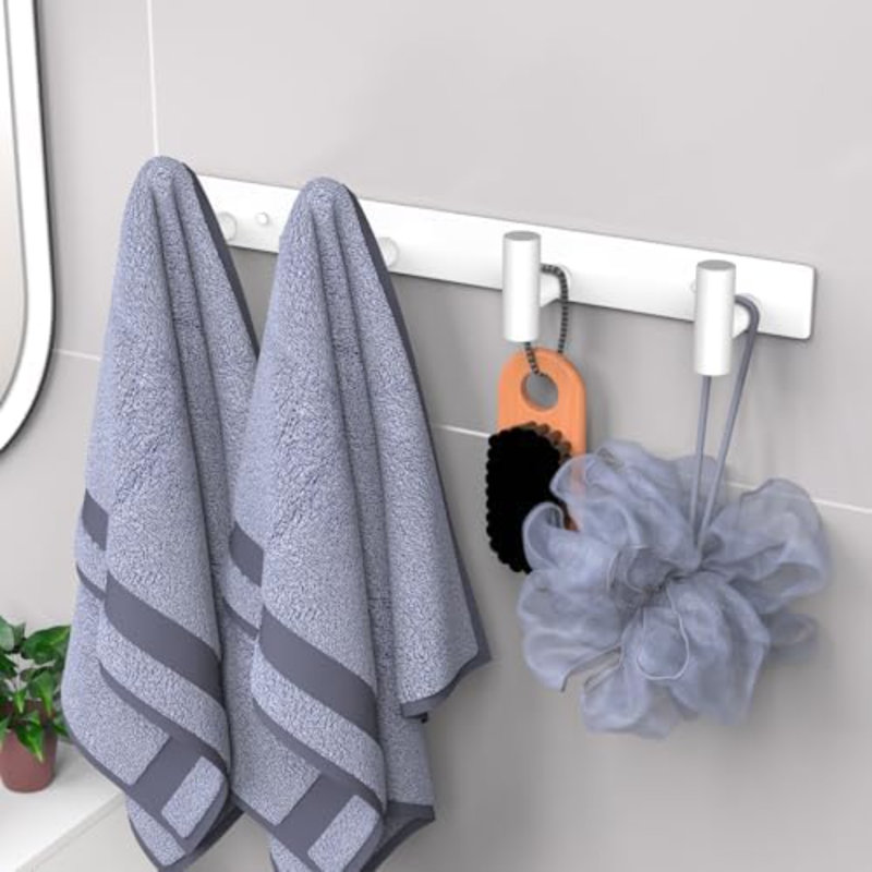 Support mural pour chapeau et manteau - Crochets pour robes, sacs, clés et serviettes - Organisateur de porte-serviettes de salle de bain (blanc, paquet de 4 crochets en forme de «T»)