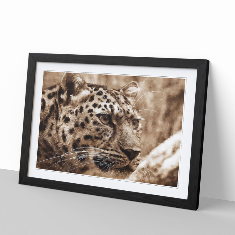 Leopard Vol.3 - Picture Frame Painting, Black Framed, 48cm H x 65cm W x 2cm D