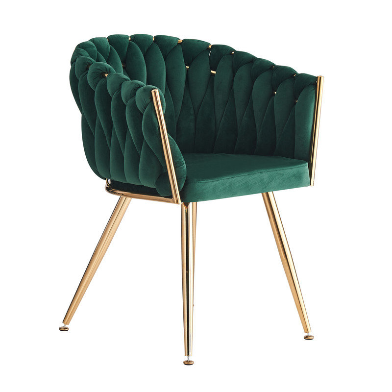 Abdurrahim Velvet Dining Chair - Ergonomic Tufted Back and Metal Legs - Button Back Armchair for Dining Room Living Room Restaurants