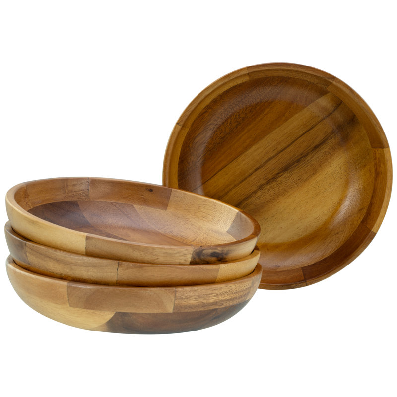 Nature Creatable 21577 Acacia Wood - Nature Collection 4 Piece Wooden Soup Plate Set