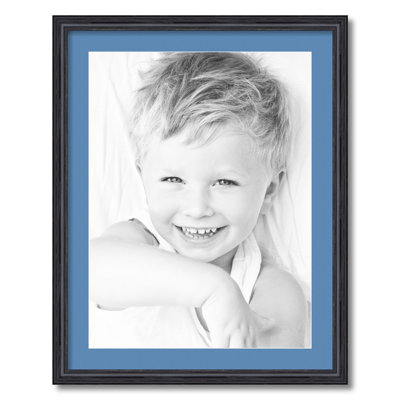 Black Wood Matte Picture Frame with Mat