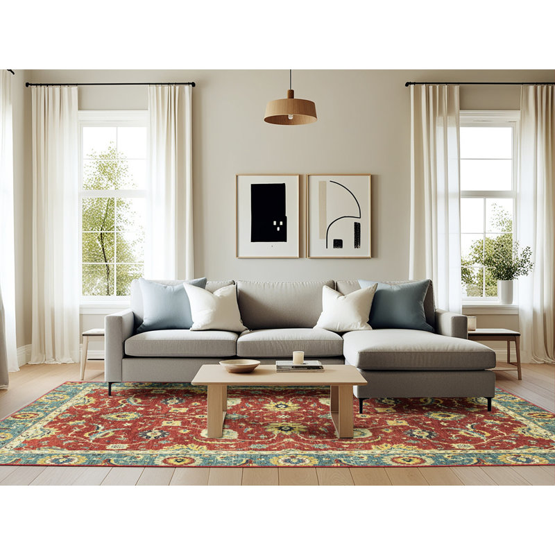 Tapis multicolore à motif abstrait Abd-Alrahim, Rectangle 6 pi x 9 pi