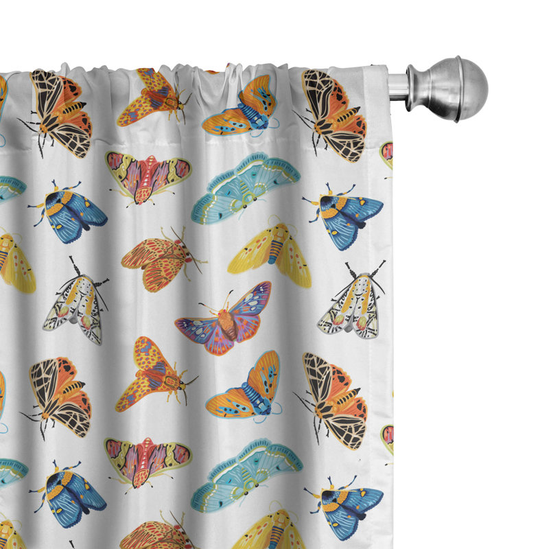 Butterflies Semi-Sheer Rod Pocket Curtain Panels, 28" x 95"