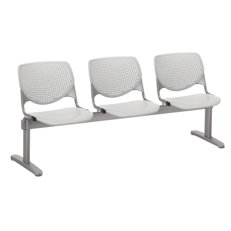 Siège tandem en plastique avec cadre en métal 71 po Kool, Gris clair, Gris clair